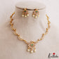 Elegant Floral Motifs CZ Victorian Necklace With Pearl Drops  NC3235 (Available In 4 Colors)