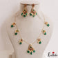 Elegant Teardrop Motifs Kemp Invisible Chain With Green Bead Drops NC3254