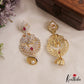 Stunning Peacock Motifs AD Victorian Chandbali Jhumka Earrings With Pearl Drop E1132 (Available In 3 Colors)