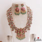 Grand Antique Nagas Ashta Lakshmi Motifs Polki Jadau Haaram With Green Bead Drops LH2210
