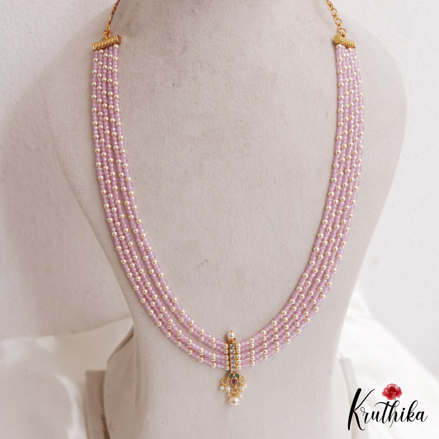 Beautiful Teardrop Motifs Multi Layer Pearl Bead Haaram LH2132 (Available In 9 Colors)