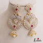 Stunning Peacock Motifs AD Victorian Chandbali Jhumka Earrings With Pearl Drop E1132 (Available In 3 Colors)