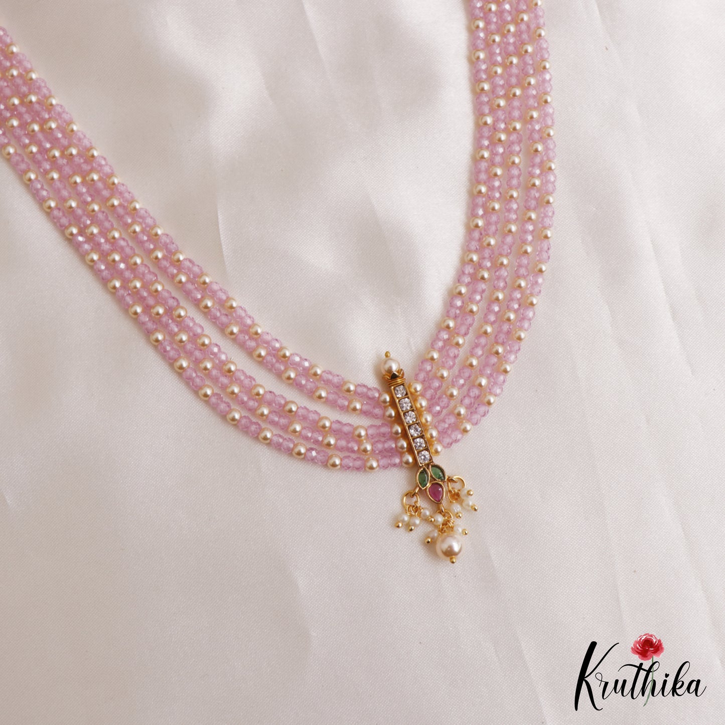 Beautiful Teardrop Motifs Multi Layer Pearl Bead Haaram LH2132 (Available In 9 Colors)