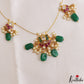 Pretty Lotus Teardrop Motifs Kemp Invisible Chain With Green Bead Drops NC3256