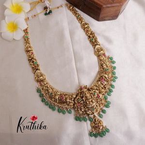 Elegant Temple Jadau Haaram with pearl beads LH1852