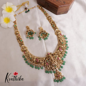 Elegant Temple Jadau Haaram with pearl beads LH1852