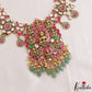 Grand Antique Nagas Ashta Lakshmi Motifs Polki Jadau Haaram With Green Bead Drops LH2210