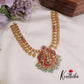Beautiful Temple Lakshmi Jadau Kasu Necklace with Pastel Green Beads Drops NC2357 (Available in 2 Colours)