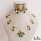 Pretty Lotus Teardrop Motifs Kemp Invisible Chain With Green Bead Drops NC3256