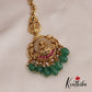 Stunning Antique Lakshmi Jadau Maang Tikka With Pearl And Bead Drops MT318 (Available In 2 Colors)
