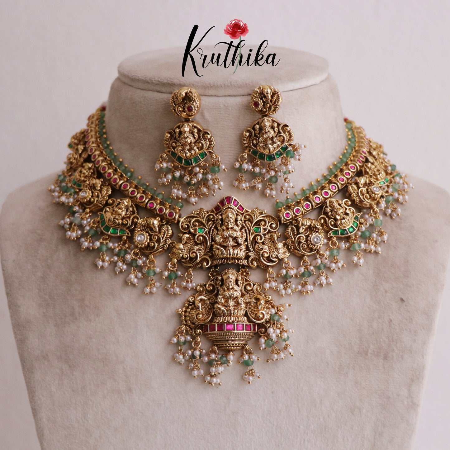 Grand Traditional Temple Jadau Necklace -NC1831