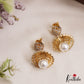 Elegant Geometric Motifs Gold-Tone CZ Jhumkas With Pearl Drop E1134