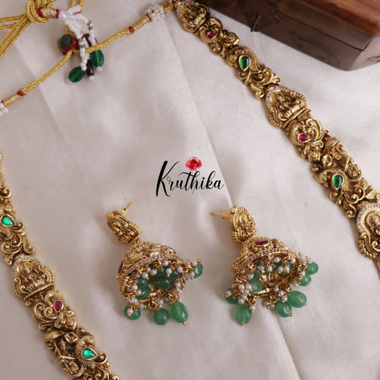Elegant Temple Jadau Haaram with pearl beads LH1852