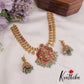 Beautiful Temple Lakshmi Jadau Kasu Necklace with Pastel Green Beads Drops NC2357 (Available in 2 Colours)