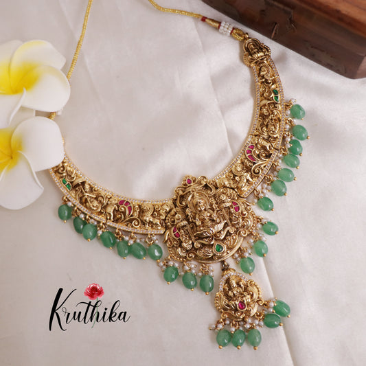 Elegant Temple Jadau Necklace with pearl beads NC1938