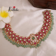 Royal Jadau Necklace with Pastel Green Beads NC1927