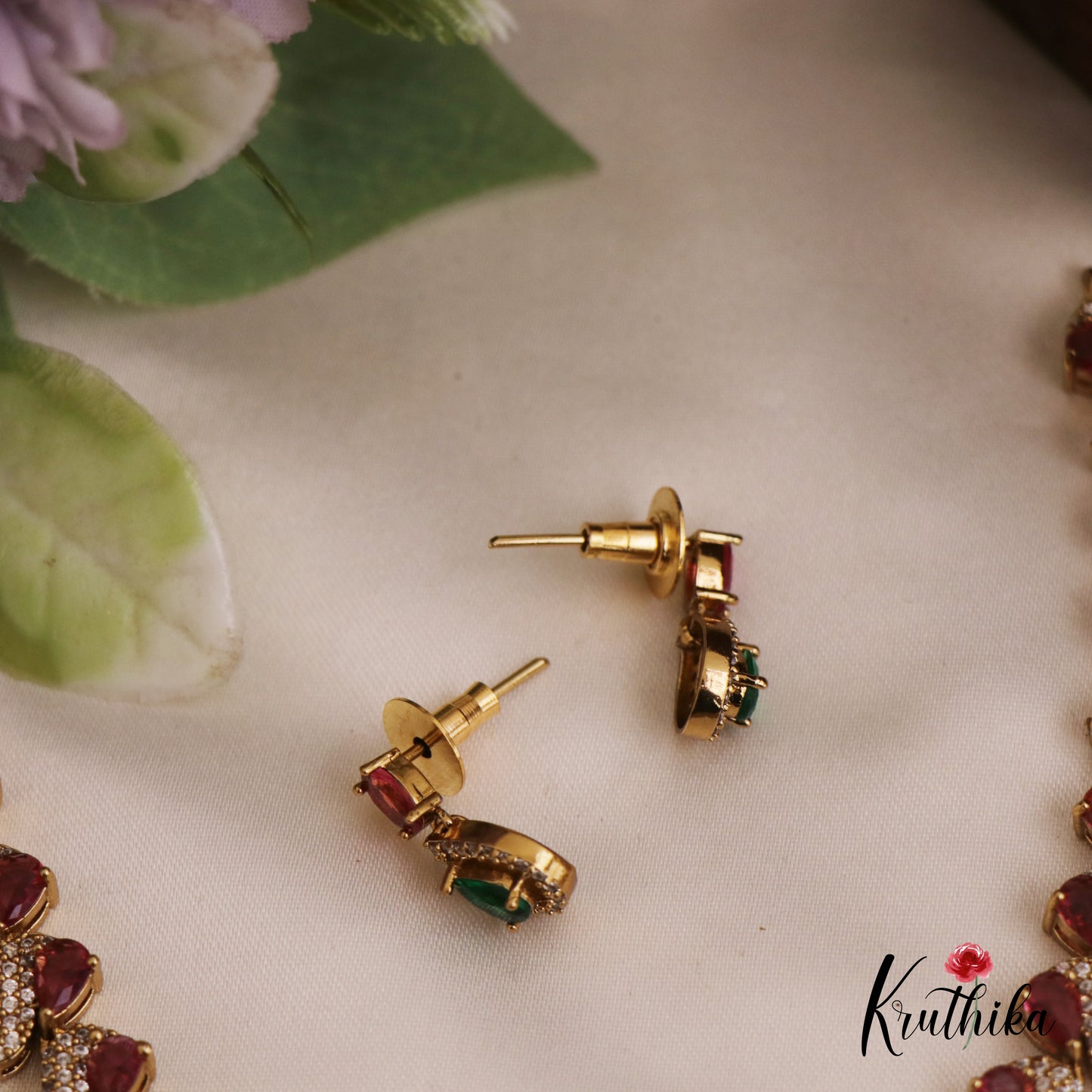 Sparkling Teardrop Motifs AD Necklace NC2747 (Available In 3 Colors)
