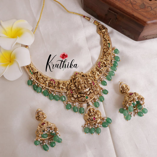 Elegant Temple Jadau Necklace with pearl beads NC1938