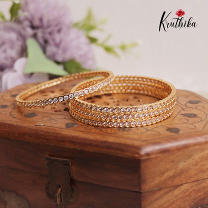 Elegant Panchaloham Daily Wear Bangles With AD Stones B380 (Set of 4)