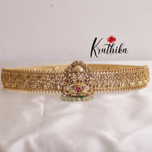 Temple Lakshmi Peacock  Pastel Green beads Hip Belt V244