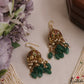 Trendy Floral Motifs Multi Pearl Strand Jadau Choker With Green Bead Drop NC3027