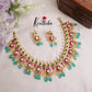 Royal Multi Stone Jadau Necklace with Pastel Green Beads Drops NC2042