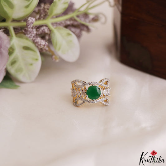 Elegant Adjustable Gold-Tone CZ Finger Ring R59 (Available in 2 Colours)