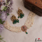 Trendy Floral Motifs Multi Pearl Strand Jadau Choker With Green Bead Drop NC3027