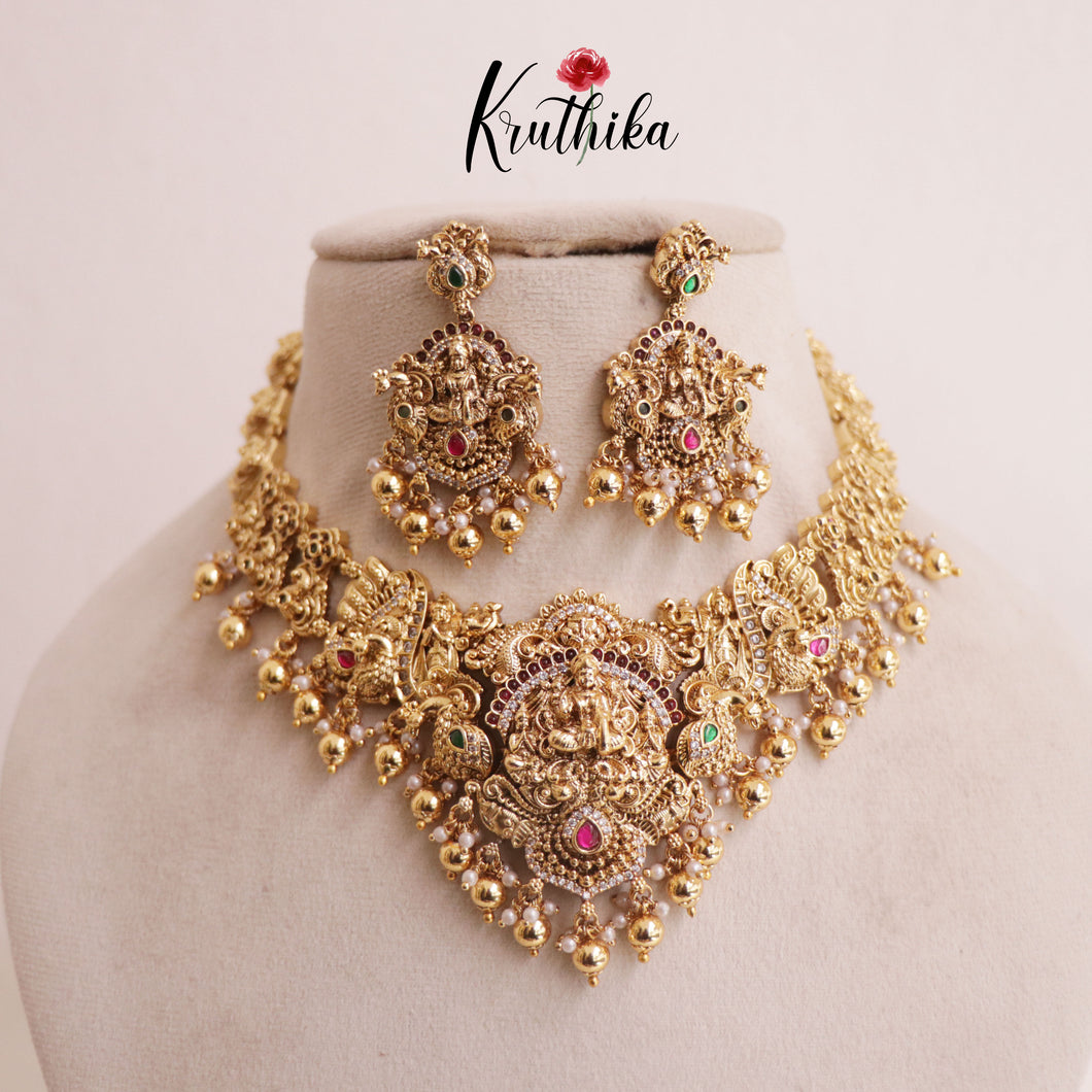 Premium Lakshmi Jadau Necklace NC1945  (Available in 2 Colours)