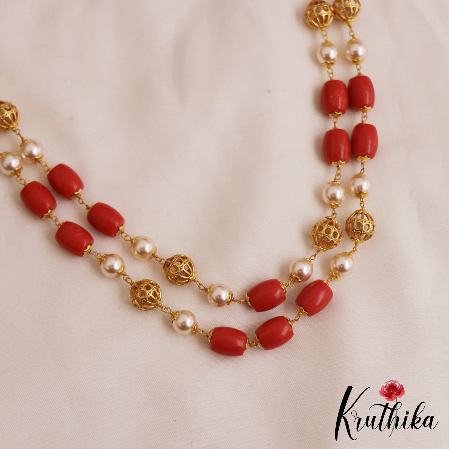 Classic Double Layered Coral Bead Mala LH2069