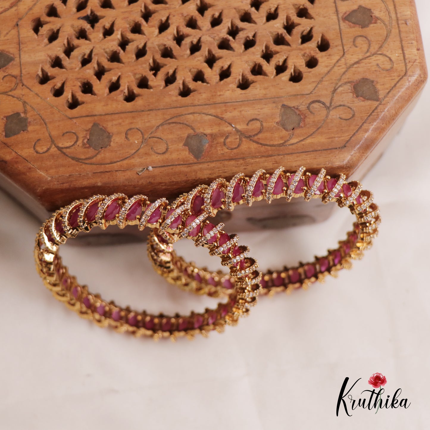 Beautiful Trendy victorian Stone Bangles B359 (Set Of 2 Bangles) (Available In 3 Colours)