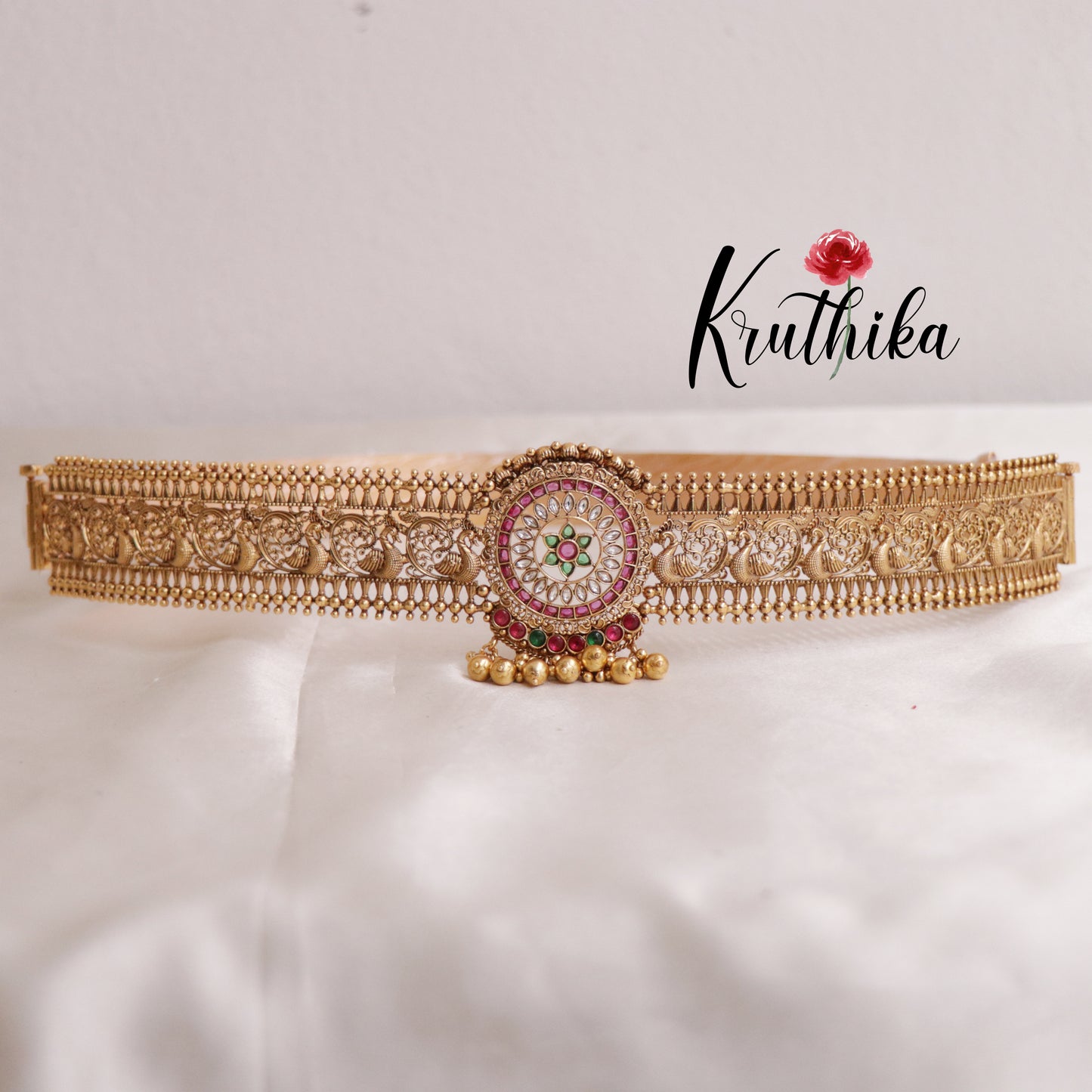 Beautiful  Peacock golden hip belt V245 (Available in 2 colours)