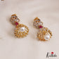 Trendy Gold-Tone AD Jhumkas With Pearl Drop E1108 (Available In 3 Colors)
