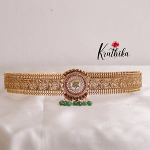Beautiful  Peacock golden hip belt V245 (Available in 2 colours)
