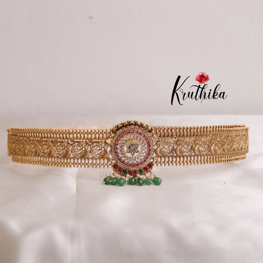 Beautiful  Peacock golden hip belt V245 (Available in 2 colours)
