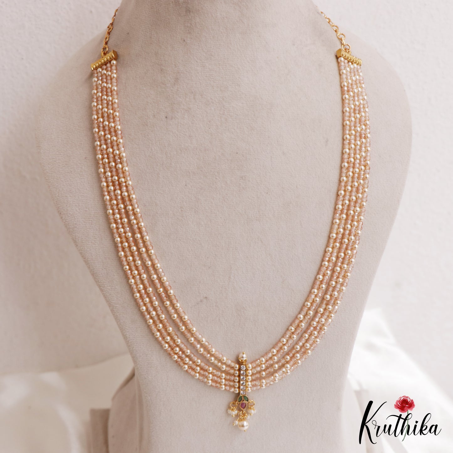 Beautiful Teardrop Motifs Multi Layer Pearl Bead Haaram LH2132 (Available In 9 Colors)