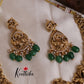 Premium Temple Lakshmi Peacock Necklace with Green Beads NC1913