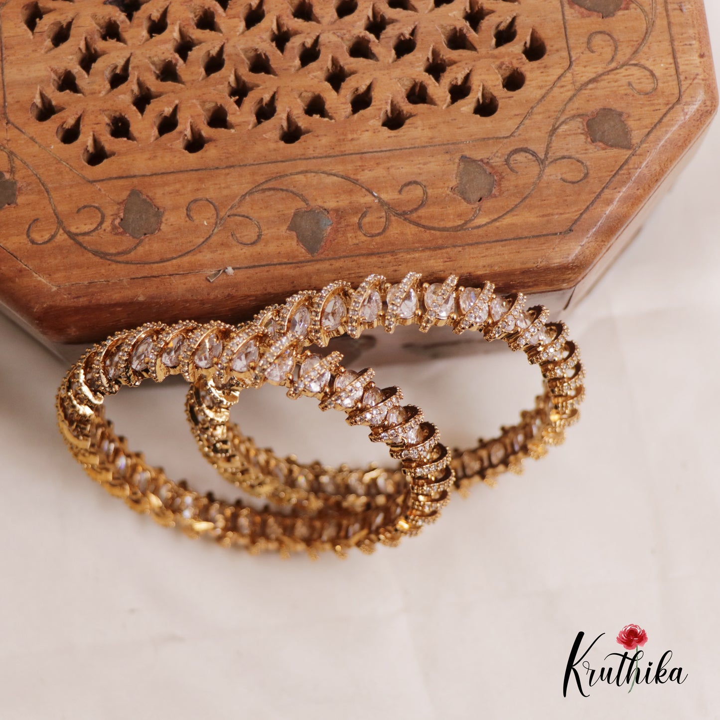 Beautiful Trendy victorian Stone Bangles B359 (Set Of 2 Bangles) (Available In 3 Colours)