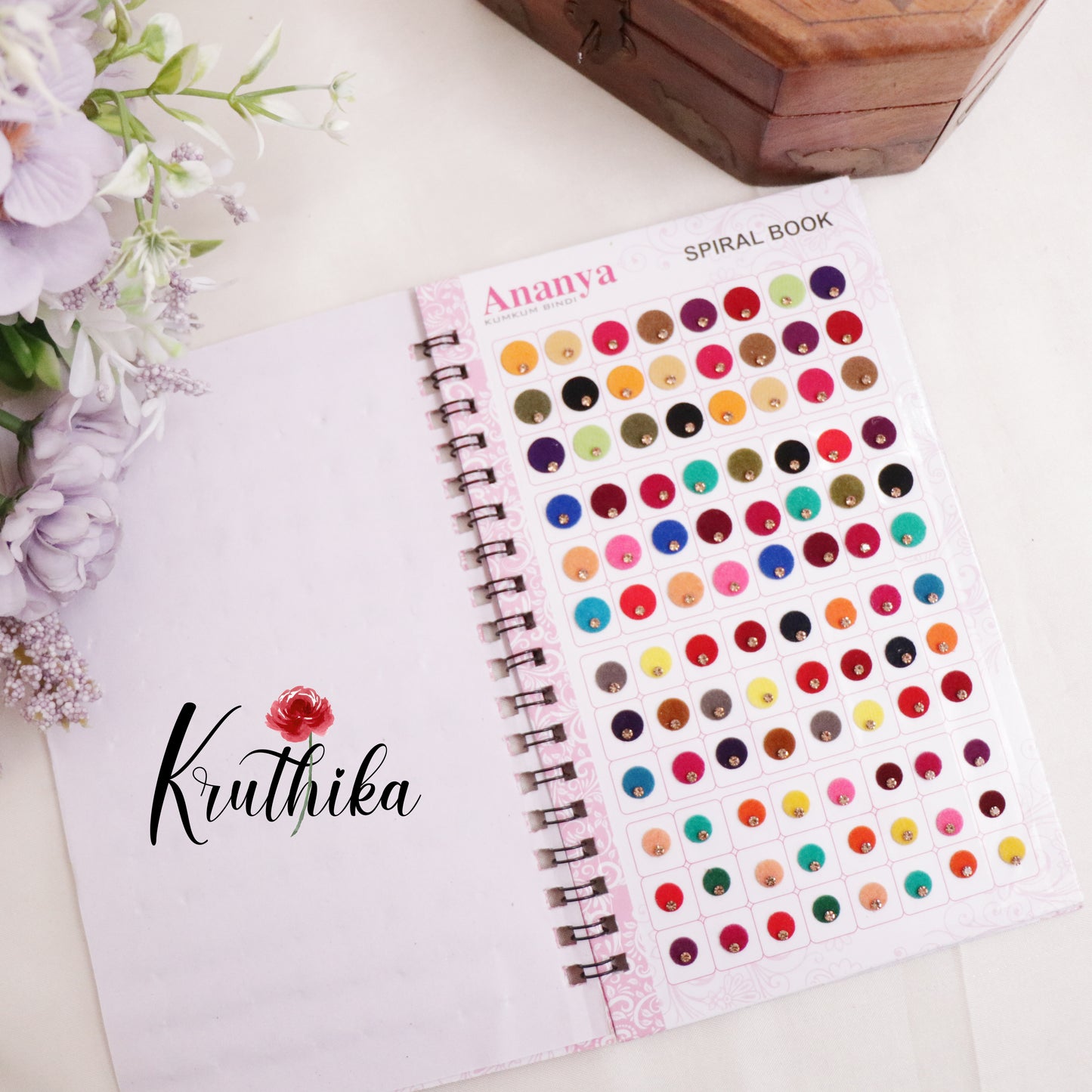 Classic Multi-Color Velvet Kumkum Bindi Spiral Book BB11
