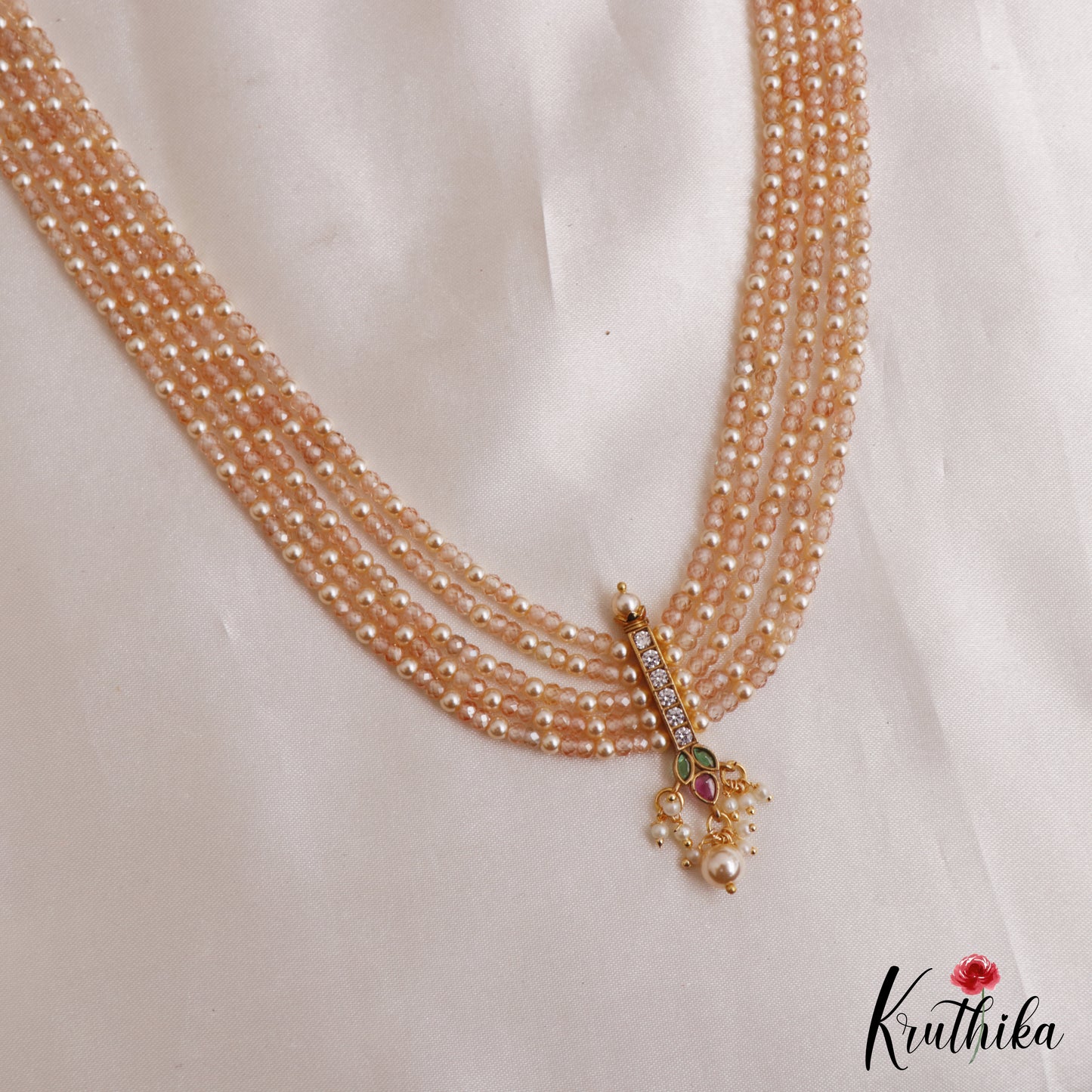 Beautiful Teardrop Motifs Multi Layer Pearl Bead Haaram LH2132 (Available In 9 Colors)