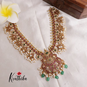 Beautiful Peacock Kempu guttapoosalu Necklace NC1910 (Available in 2 Colours)