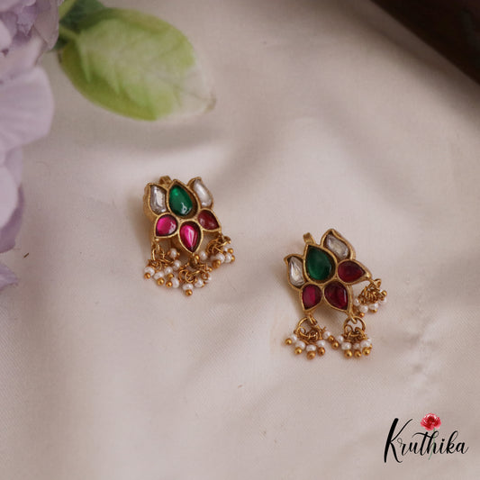Beautiful Jadau Lotus Earcuffs | Upper Earrings | Bugadi Earrings E905