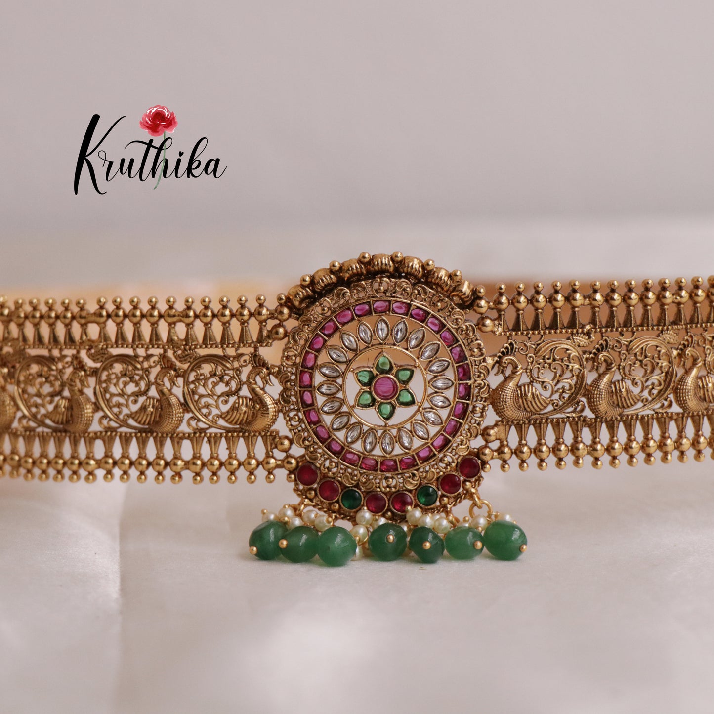 Beautiful  Peacock golden hip belt V245 (Available in 2 colours)