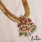 Pre Order - Stunning Antique Lakshmi Peacock Motifs Kasu Jadau Haaram With Green Bead Drops LH2072 (Pre-Order: Shipping from 15th June)