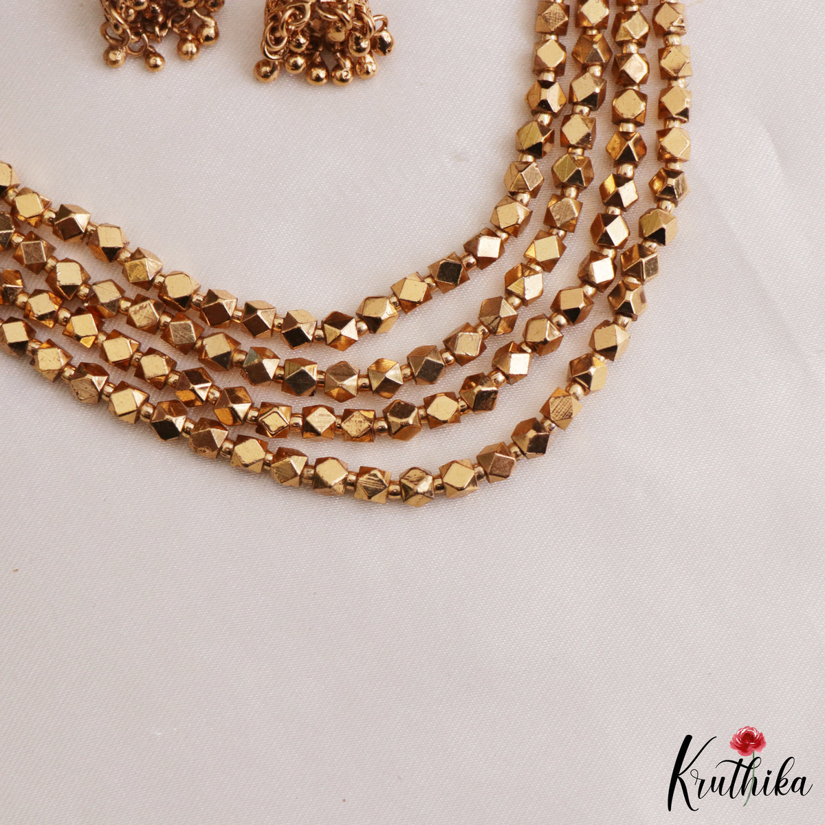 Layered golden beads necklace NC3300