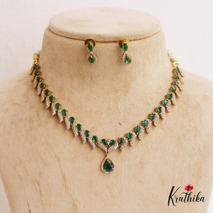 Sparkling Teardrop Motifs AD Necklace NC2747 (Available In 3 Colors)