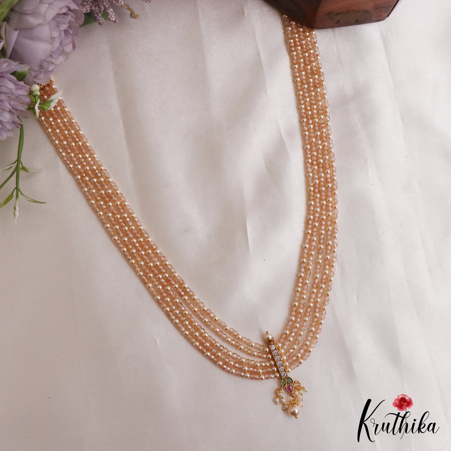 Beautiful Teardrop Motifs Multi Layer Pearl Bead Haaram LH2132 (Available In 9 Colors)