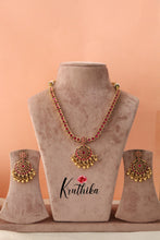 Pretty Kempu necklace with Golden Beads NC1303