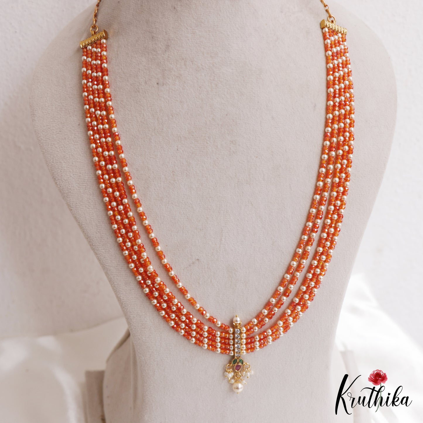 Beautiful Teardrop Motifs Multi Layer Pearl Bead Haaram LH2132 (Available In 9 Colors)