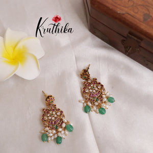 Beautiful Peacock Kempu guttapoosalu Necklace NC1910 (Available in 2 Colours)